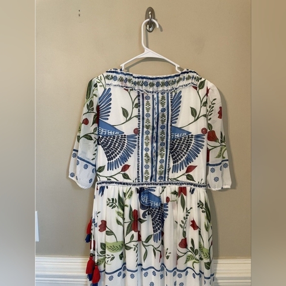 eShakti Wayward Fancies Floral Bird Print Maxi Dress Size L - Picture 3 of 9